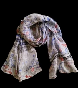 Bufanda oblonga floral metálica modal CHICO'S multicolor OS talla única ~ nueva con etiquetas - Imagen 1 de 8