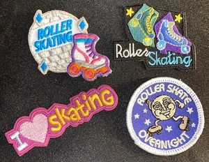 Lot of 4 Roller Skate Appliqué Sew Patches Fantastic Fun Roller Skating Patches - Picture 1 of 5