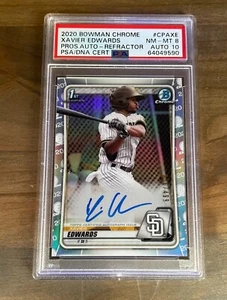 2020 BOWMAN CHROME XAVIER EDWARDS REFRACTOR AUTO SP /499 #CPAXE PSA 8 - Picture 1 of 2
