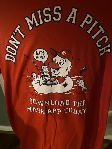 Washington Nationals Don’t Miss A Pitch XL TShirt Screech MASN promotion New Cover