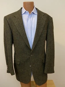 Lands End Harris Tweed Olive Green Jacket Blazer Hunting Sport Coat Sz 44L EUC - Picture 1 of 13