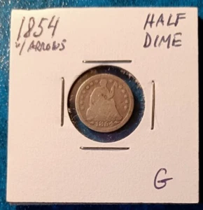 Medio centavo 1854 con flechas Liberty sentado, bueno - Imagen 1 de 3