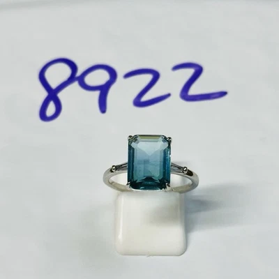 Preowned Bomb Party Size 8 Ring BP Brilliant Blue & Dual Diamond CZ Rhodium Pl - Image 1 of 4