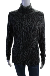 Saks Fifth Avenue Womens Cashmere Animal Print Turtleneck Sweater Gray Size L - Picture 1 of 5
