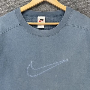 Vintage Nike Sweatshirt Mens XL Blue Spell Out Sweater 90s Skate Quote Baggy - Picture 1 of 8
