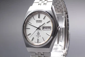 Vintage 1979 [Exc+5] Seiko Type II 7123-8010 Linen Dial Day/Date Qz Men's Watch - Picture 1 of 10