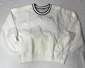 Vintage 90s Nike Pullover White Windbreaker Size Med Fully Lined Zipper Pockets - Picture 1 of 4