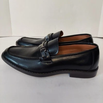 New George Men's Black Oxford Dress Shoes Mem Foam Size 9 Slip-On Silver Accent - Image 1 of 4