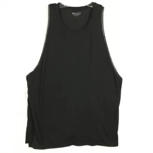 Athleta Womens Tank Top Black Activewear Loose Running Mesh Trim Split Seam L - Picture 1 of 9