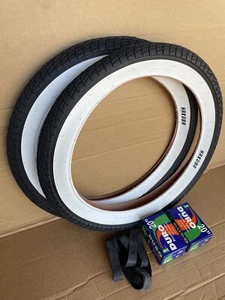 20'' x 2.40 Bike Tires + Tubes BLACK/ WHITE WALL Street Jump Fat Bicycle BMX - Picture 1 of 4