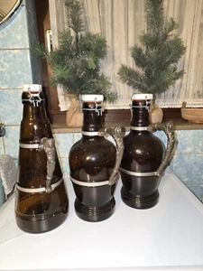 Vintage Extra Große Bierflasche Deutsches  2 Liter Flasche Zinn Griff 40er Jahre - Bild 1 von 3