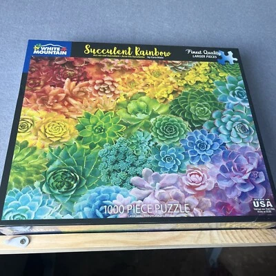 NEW White Mountain Succulent Rainbow Jigsaw Puzzle 1000 Pieces - #1569 - Image 1 of 3