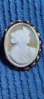Very Old Carved Shell Cameo In Ornate Brass Setting