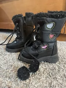 TOTES KIDS Shoes Size 5 Girls Jessica WINTER SNOW BOOTS Waterproof Black Pink - Picture 1 of 4
