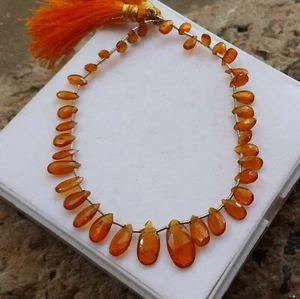 Collar de cuentas de 8 pulgadas de pera corte cianita naranja natural 38 quilates 4x6 a 8x15 mm - Imagen 1 de 24