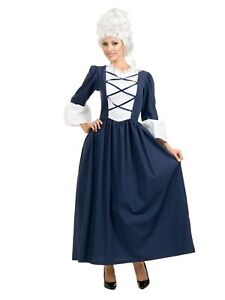 Colonial Lady Adult Women's Costume Pilgrim Thanksgiving Blue Dress XL 14-16