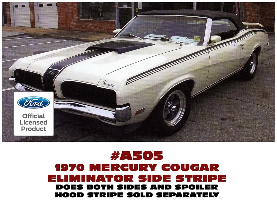 A505 1970 MERCURY COUGAR ELIMINATOR - KIT DE RAYAS LATERALES Y ALERÓN Foto 1 de 1
