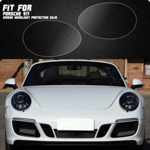 LH+RH Smoke TPU Headlights Protective Precut Film Sticker Cover For Porsche 911 - Picture 1 of 10