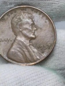 1957-D  ERROR  LINCOLN WHEAT CENT-STRUCK THROUGH GREASE!- S/40 - Picture 1 of 6