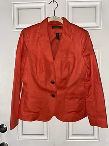 Lauren Ralph Lauren Black Label Womens Orange 2 Gold Button Blazer NWOT SZ 6 - Picture 1 of 8