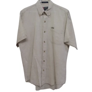 Mens Ralph Lauren Chaps Linen Blend Shirt Size Med Beige Short Sleeve Minimalist - Picture 1 of 8