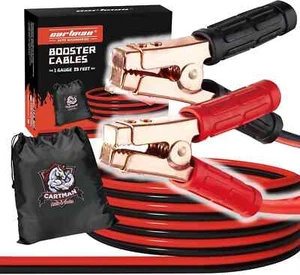 CARTMAN 1 Gauge 25Feet Jumper Cables 800AMP Heavy Duty With Carry Bag - Picture 1 of 6