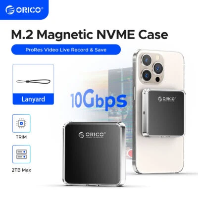 ORICO Magnetic 2230 M.2 NVMe SSD Enclosure 10Gbps iPhone 15 Pro Max ProRes 2TB