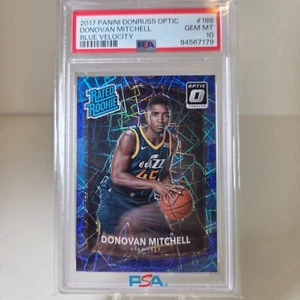 2017 Donruss Optic Donovan Mitchell Blue Velocity #188 PSA 10 RC - Picture 1 of 6