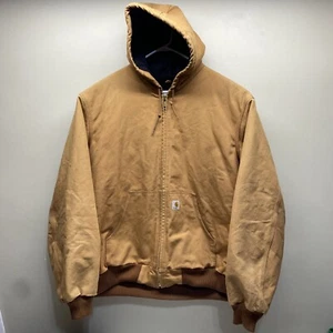 Vintage Carhartt J140 BRN Brown Distressed Hooded Jacket Coat Mens 2XL Tall - Picture 1 of 22