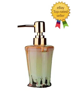 GIRLUFO Bathroom Soap Dispenser Ceramic Lotion Dispenser with Champagne Top - Picture 1 of 3