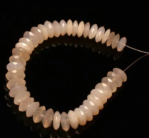 Gemas de piedra lunar blanca tamaño 10 mm cuentas rondelle corte alemán hilo de 7" - Imagen 1 de 4