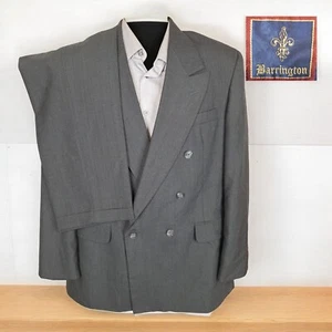 Barrington 2 Piece Suit Mens 42R 34X32 Gray Stripe Double Breasted Ventless - Picture 1 of 14