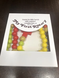 Primer Rosario Infantil Cuentas Católico Coloridos Rosarios con Cuentas de Madera Crucifijo - Imagen 1 de 5