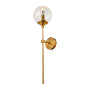 Vintage Modern Wall Sconce Lighting Glass Globe Wall Light Fixtures in Brass