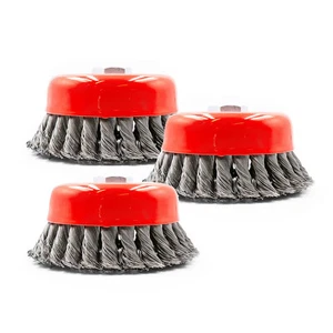 Twist Knot Cup Brush 120mm M14x2 - Mild Steel - Suits 7" and 9" Grinder - 1 Each - Picture 1 of 11