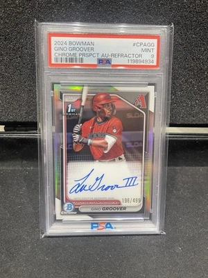 LuJames “Gino” Groover 1st Bowman Chrome Auto Refractor /499 - PSA 9 2024 Bowman - Image 1 of 2