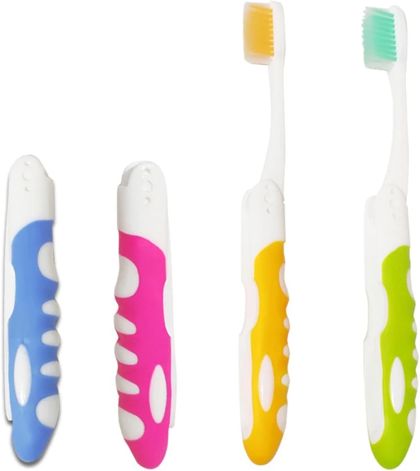 4 Spazzolini Da Viaggio Portatili Da Denti Pieghevoli Con Setole Morbide Spazzol - Immagine 1 di 4