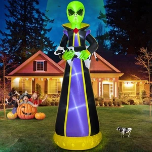 10FT Halloween Gonfiabili Decorazioni da Esterno Gonfiabile Alieno Ruba Mucca Bui... - Foto 1 di 6