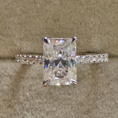 3.51Ct Radiant Lab Grown IGI Certified Diamond Wedding Ring 14K Real White Gold - Image 1 of 4