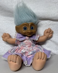 Muñeca Treasure Troll Cuerpo de Peluche Suave Pelo Azul Bebé Niña Troll con Gema del Vientre T - Imagen 1 de 4