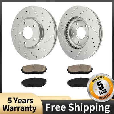 Front Drilled Slotted Rotors + Ceramic Pads For 2007-2009 Ford Edge Lincoln MKX - Image 1 of 4
