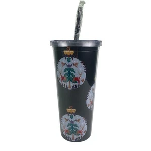 Vera Bradley Becher/Reisebecher mit Strohhalm in Mischief Ornaments NEU - Bild 1 von 7