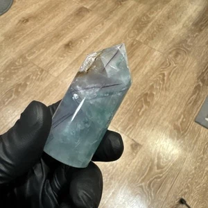 103g Rainbow Fluorite Healing Crystal Wand Cylinder Reiki Tower Point Home Decor - Picture 1 of 20