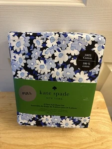 Neu Kate Spade Vintage Garten Indigo Blau Blumendruck Baumwolle Queen Bettwäsche Set 4P - Bild 1 von 4