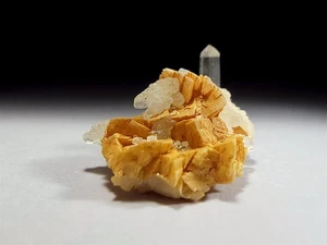 Clear Quartz with Orange Ankerite & Translucent Calcite Crystal Cluster  - Picture 1 of 5