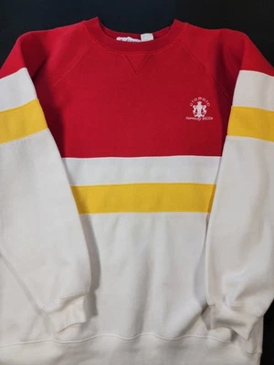 Винтажная толстовка 80-х Giorgio Beverly Hills цветной блок красная в полоску - Изображение 1 из 4