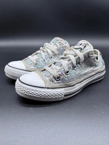 Converse Silver Sequin Glitter low top mens size 4 All Stars Chuck Taylor - Picture 1 of 7