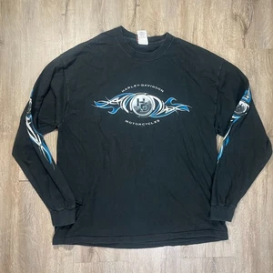 Camisa De Colección Harley Davidson Para Hombre Manga Larga Negra Alabama Hecha en EE. UU. *AGUJERO - Imagen 1 de 8