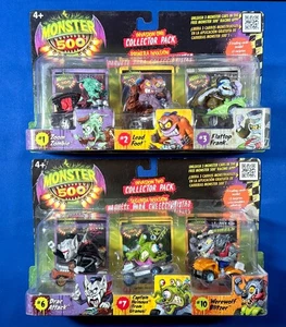 2 New MONSTER 500 Collector 3-Packs - 6 Cars w/ Figure Invasion 1 & 2 LEAD FOOT - Picture 1 of 16