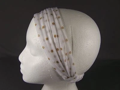 Pañuelo elástico fruncido tejido suave punto blanco pañuelo bandana 3 en 1 Foto 1 de 4